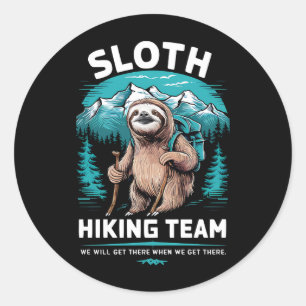 Sticker Rond Retro Sloth Randonnée Team Cadeau Vintage