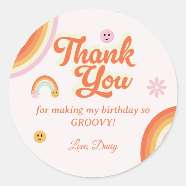 Sticker Rond Retro Smiles Super Anniversaire (Devant)