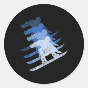 Sticker Rond Retro Snowboard Cadeau Snowboard Tee Vintage Sn