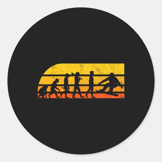 Sticker Rond Retro Snowboard Evolution Vintage (Devant)