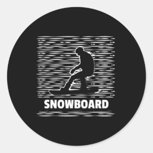 Sticker Rond Retro Snowboard Snowboard Sports d'hiver Split