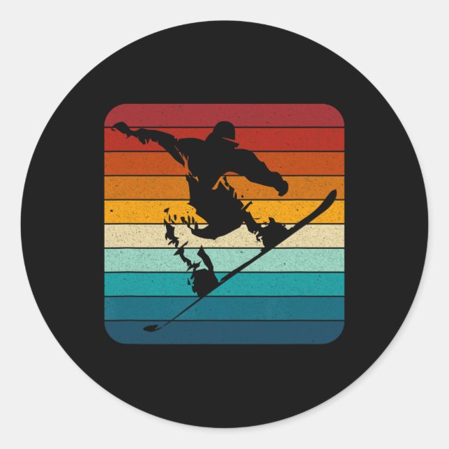 Sticker Rond Retro Snowboard - Snowboard Vintage1 (Devant)