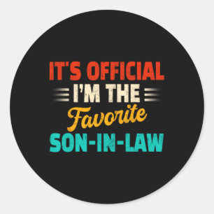 Sticker Rond Rétro Son I&# Officiel ; m Le Fils Préféré