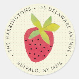 Sticker Rond Retro Strawberry Cute Original Art Return Adresse