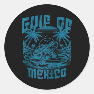 Sticker Rond Retro Summer Gulf Of Mexico Forever Turtle Beach G