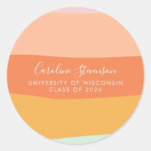 Sticker Rond Retro Summer Pastel Stripes Graduation sur mesure