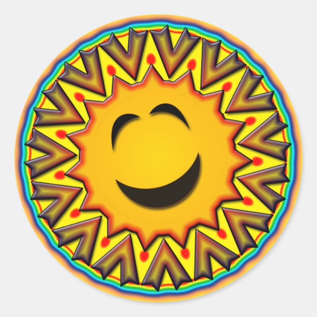 STICKER ROND RETRO SUN (Devant)