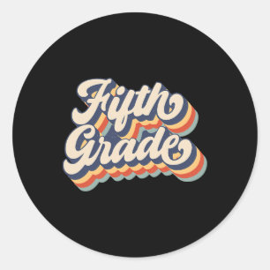 Sticker Rond Retro Sunset Enseignant De Cinquième Année Et Étud
