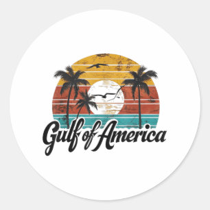 Sticker Rond Retro Sunset Gulf Of Usa America 2025 Les Amateurs