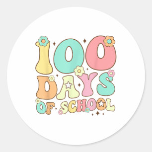 Sticker Rond Rétro Super 100 Jours Joyeux 100E Jour De L'École