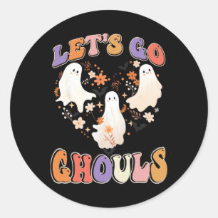 Sticker Rond Retro Super Allons Gâles Amusants Couples d'Hallow