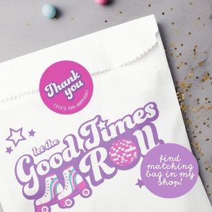 Sticker Rond Retro Super Anniversaire Merci Favoriser