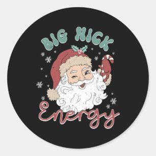 Sticker Rond Retro Super Big Nick Père Noël Energy Fun Noël X