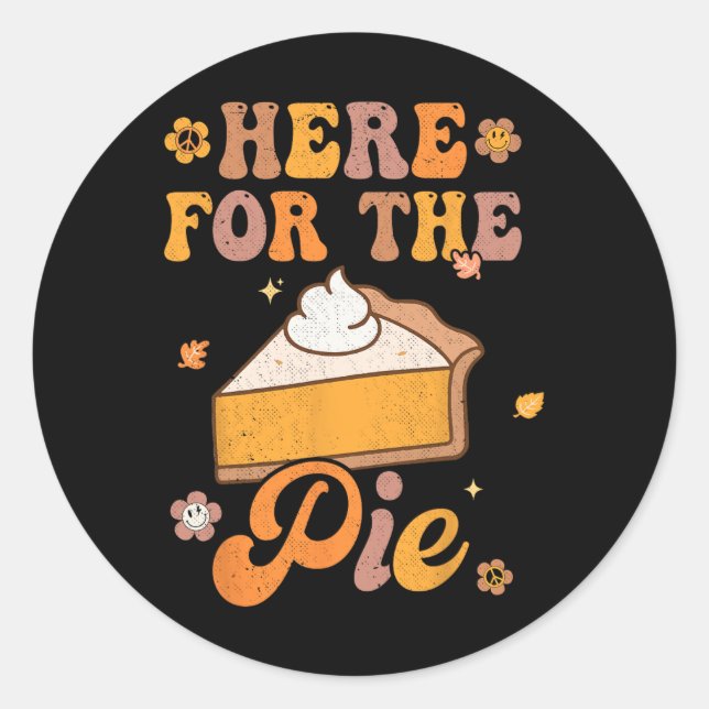 Sticker Rond Retro Super Ici Pour Le Citrouille De Pie Thanksgi (Devant)