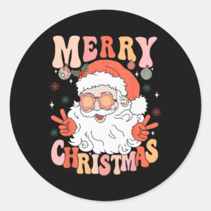 Sticker Rond Retro Super Joyeux Noël tendance Santa Claus Ho