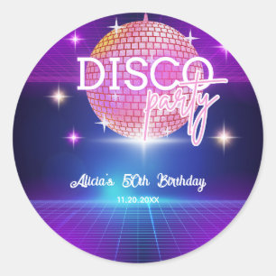 Sticker Rond Retro Super les années 70 Disco Ball Anniversaire