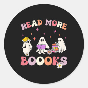 Sticker Rond retro Super Lire plus Livres Ghost Boo ghoul Fun H