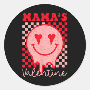 Sticker Rond Retro Super Mama Est Mon Saint Valentin Cute Heart