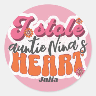 Sticker Rond Retro Super stèle coeur nouveau-né bébé fille