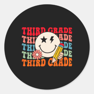 Sticker Rond Retro super Troisième Niveau Retour À L'École Étud