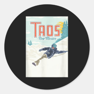 Sticker Rond Retro Taos Ski Valley Nouveau-Mexique Ski Snowboar