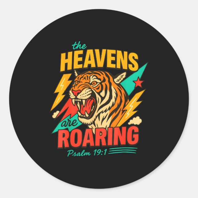 Sticker Rond Retro The Heavens Are Roaring Believer Bible Verse (Devant)