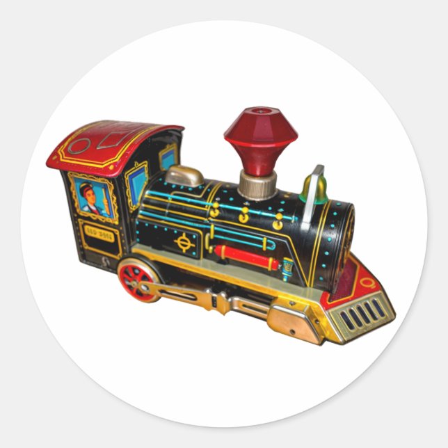 STICKER ROND RETRO TOY TRAIN T-SHIRT (Devant)