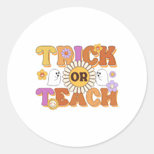 Sticker Rond Retro Tricoter Ou Enseignant Fantôme Halloween Cos