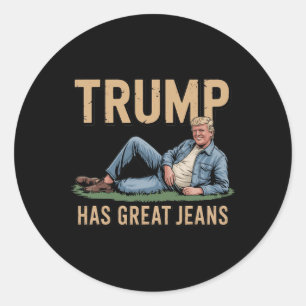 Sticker Rond Retro Trump a de super jeans mème drôle 