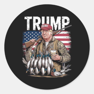 Sticker Rond Retro Trump Chasse Canard Bonjour Chasse Saison No