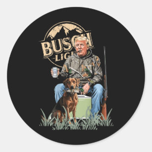 Sticker Rond Retro Trump Chasse Deer Drôle Bière Boire Hunti