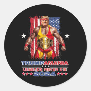 Sticker Rond Retro Trump Funny Lutte Mème Trumpamania 2024