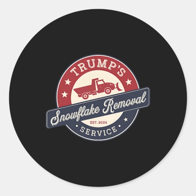 Sticker Rond Retro Trump's Snowflake Removal Service Funny Trum (Devant)
