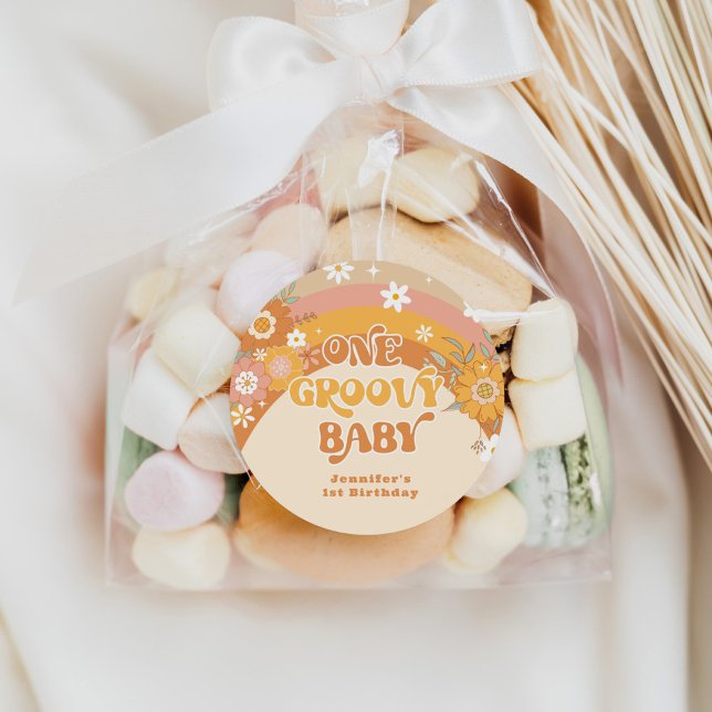 Sticker Rond Rétro un joyeux anniversaire bébé (Créateur téléchargé)