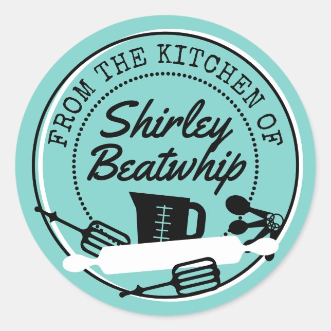 Sticker Rond Rétro ustensiles de cuisine de (Devant)