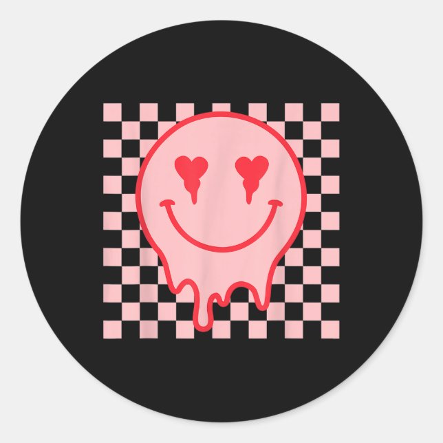 Sticker Rond Rétro Valentines Chemise Sourire Visage Saint Vale (Devant)