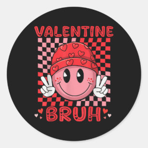 Sticker Rond Retro Valentines Day Heart Valentine Bruh Boys Gir