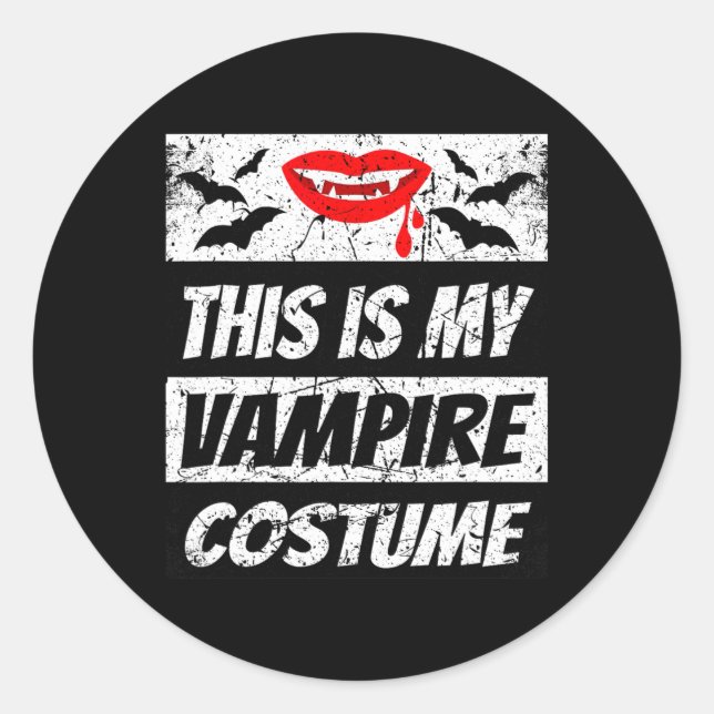 Sticker Rond Rétro Vampire Halloween Outfit Easy Halloween Drac (Devant)