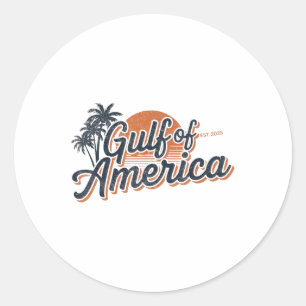 Sticker Rond Retro Vintage Gulf Of Us America 2025 American Fla