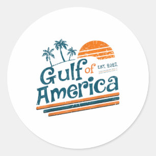 Sticker Rond Retro Vintage Gulf Of Us America 2025 American Fla