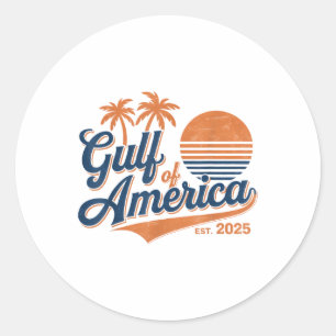 Sticker Rond Retro Vintage Gulf Of Us America 2025 American Fla
