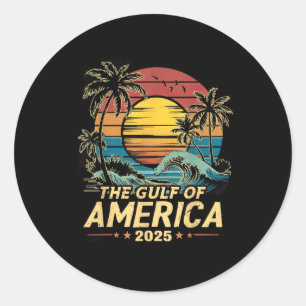 Sticker Rond Retro Vintage Gulf Of Us America 2025 American Fla