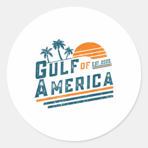Sticker Rond Retro Vintage Gulf Of Us America 2025 American Fla