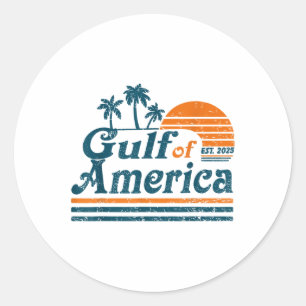 Sticker Rond Retro Vintage Gulf Of Us America 2025 American Fla