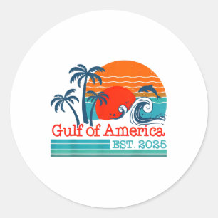 Sticker Rond Retro Vintage Gulf Of Us America 2025 American Fla