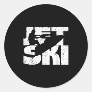 Sticker Rond Retro Vintage Jet Ski nautique Sports nautiques Sk
