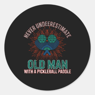 Sticker Rond Retro vintage pickleball retraite papa drôle