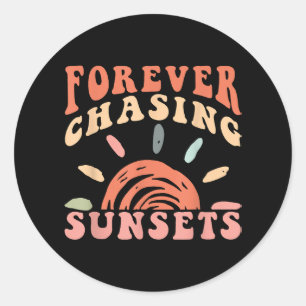 Sticker Rond Rétro Vintage pour toujours Chasse Couchers de sol