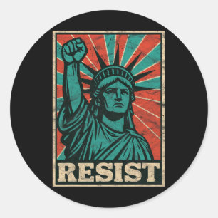 Sticker Rond Rétro Vintage Résiste À Trump Le Fascisme Statue D
