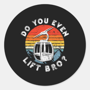 Sticker Rond Retro Vintage Ski Vous Soulevez Même Frère 1